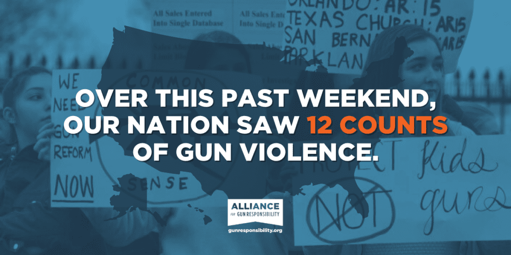 Over this past weekend, our nation saw 12 counts of gun violence.